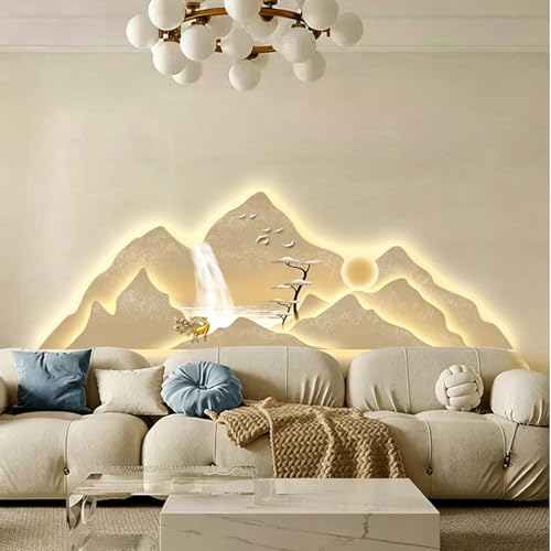 Décoration murale LED 3D paysage moderne 100x35cm pour salon