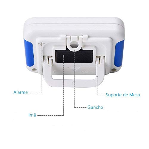 Timer Digital Cronômetro Imã Cozinha Treino Academia Luta 332 (Branco-Azul)