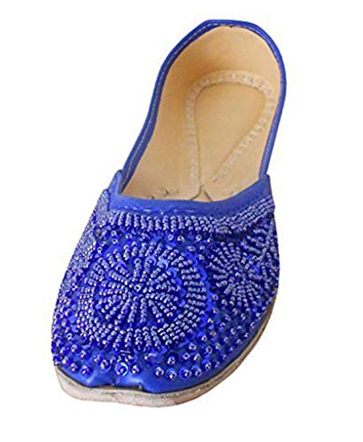 Ballerines indiennes en cuir synthétique avec broderie pailletée pour femme