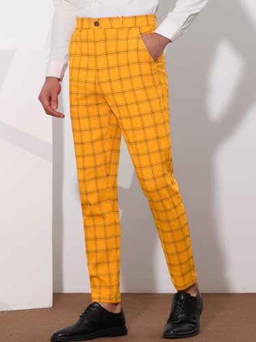 Lars Amadeus Plaid Pants for Men's Slim Fit Flat Front Skinny Plaid Dress Pants2