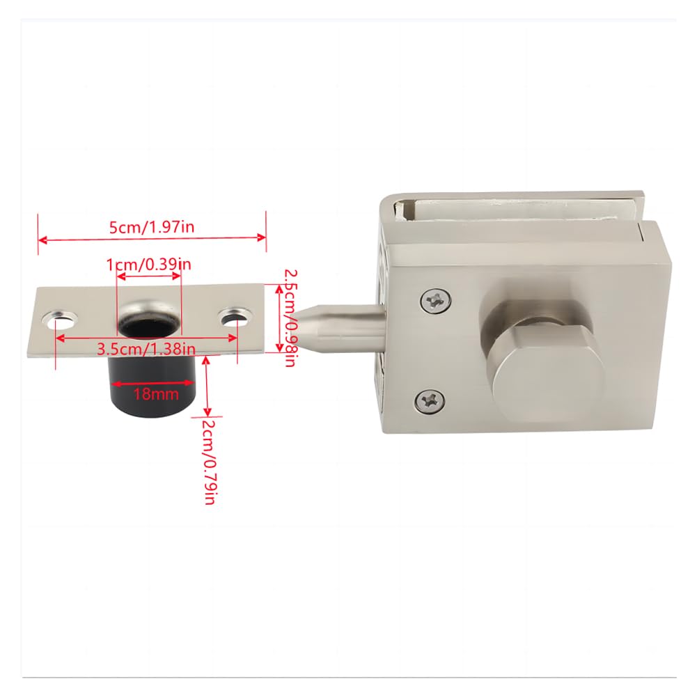 Glass Door Latch, Brass+Zinc Alloy Glass Door Lock, 8-12mm Thickness Glass Floor Latch Lock Bolt Ground Lock - Image 4