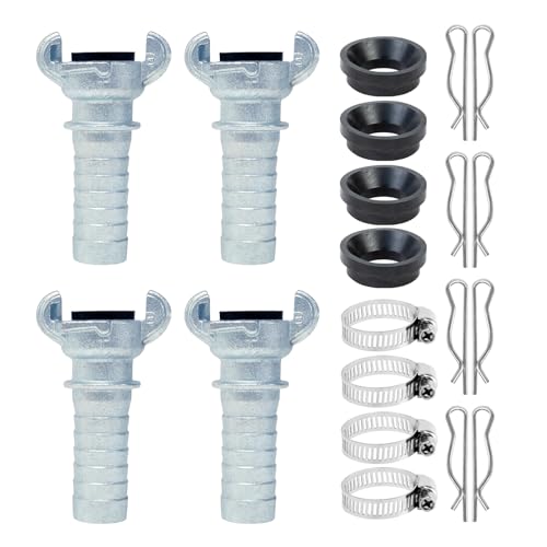 ChillWaves Iron Air Hose Fitting, 1 Hose Barb 2 Lug Universal Coupling, Chicago Fitting(4-PACK)