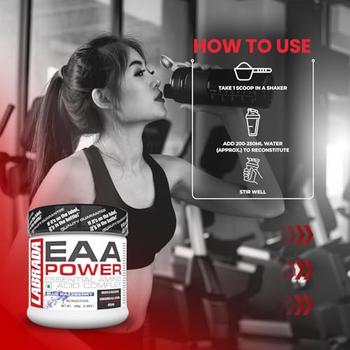 Image of Labrada EAA POWER Essential Amino Acid Complex Powder (6.57g EAAs, Muscle Building, Vegan, 30 Servings) - 0.66 lbs (Pack of 300g) (Blue Razzberry)