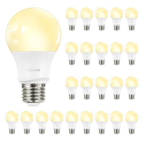 Image of Consciot A19 LED Light Bulb,60W Equivalent,8.5W 3000K Warm White,E26 Base,800 Lumens Non-Dimmable,Energy Efficient LED Light Bulbs,UL Listed for Home Lighting,24-Pack