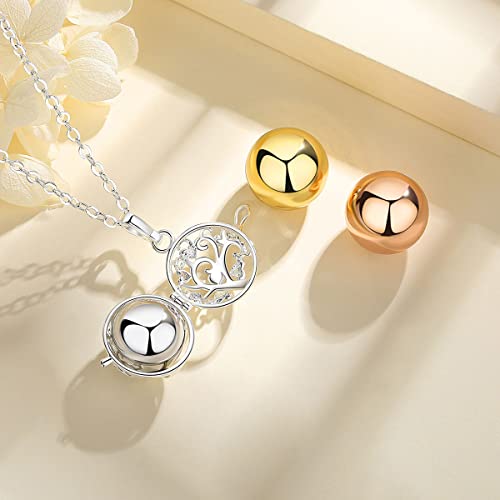 EUDORA Harmony Bola Tree of Love 20mm Angel Chime Caller Pendant Musical Chime Prayer Bell 30'' Necklace Silver
