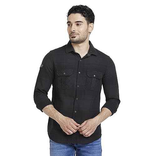 Image of Spykar Men's Regular Fit N /A Full Sleeve Checked Casual Shirts