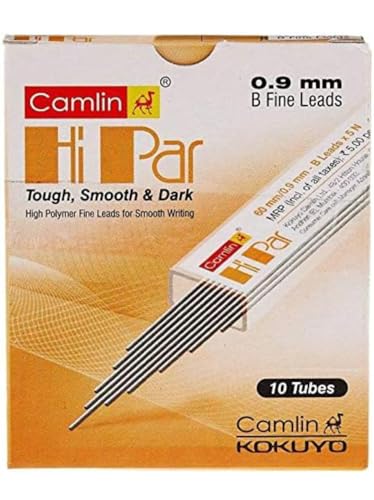 Image of Camlin Kokuyo Hi-Par Pencil Lead - 0.9 mm, Black (Pack of 100) | Smooth & Dark Leads for Writing, Sketching & Exams | Break-Resistant, High Precision Refills