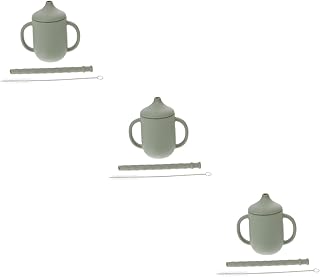 ibasenice 3 Pçs Copo Infantil Copo Com Canudinho De Silicone Copo De Palha Para Bebê Copo Com Canudinho Garrafa De Criança Copos De Palha Para Bebê Copo Com Canudinho Copo De Sílica Gel