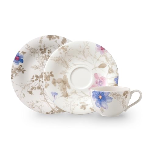 Villeroy & Boch Mariefleur Gris Servizio da Caffè per 6 Persone, Porcellana Premium, 18 Pezzi, Bianco/Blu/Grigio