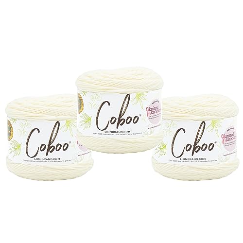 Lion Brand Yarn Coboo Soft Yarn for Knitting Crochet and Crafts Vanilla Blossom 3 Pack