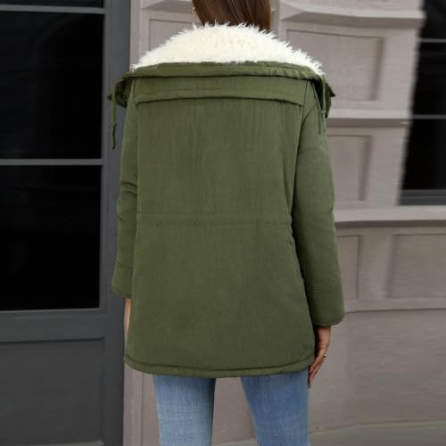 Womens Parka Witner Coats Trendy Winter Warm Fleece Lined Lapel Jackets - image 3