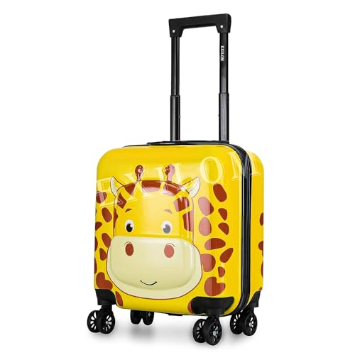 Image of Kids Carry On Luggage with Wheels, 18-inch Hard Shell Suitcase for Boys & Girls, Lightweight Toddler Rolling Travel Bag with Retractable Handle, Durable Hardside Spinner Suitcase for Airplane Travel