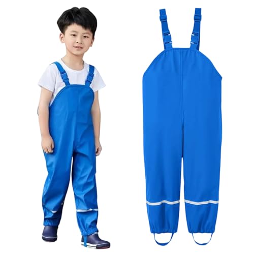 [Formemory] キッズお砂場着 PU防水オーバーオール 春夏用レインウェア サロペット ロングパンツ ズボン レインパンツ プレイウェア 幼稚園子供 小学生向け 透湿防水 防汚 アウトドア対応 レインスーツ 軽量設計 反射テープ付き