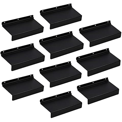 CNQLIS 4 x 9 Inch Metal Slatwall Shelves Hanging Slatwall Shelf Slatwall Accessories for Wall, Home Shoe Stores Boutiques Supplies,Black (10 Pack) Cover