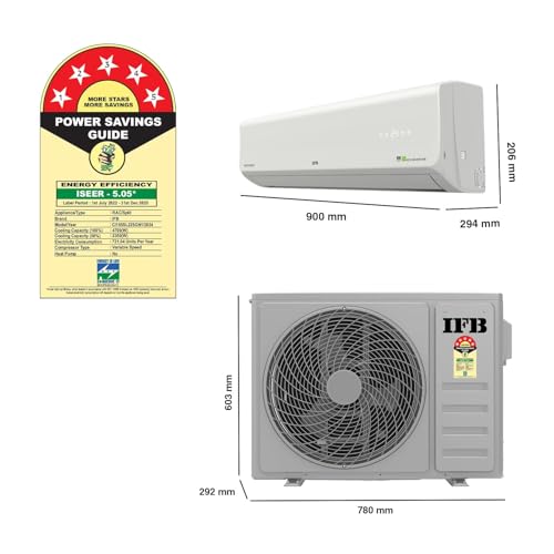 Image of IFB Model Silver Plus Smart Series 1.5 Ton 5 Star In-built Wifi Split AC with HD Compressor, AI, Dual Gold Fin & 8-in-1 Flexi Mode - White (CI185SL22SGN1, Copper Condenser)