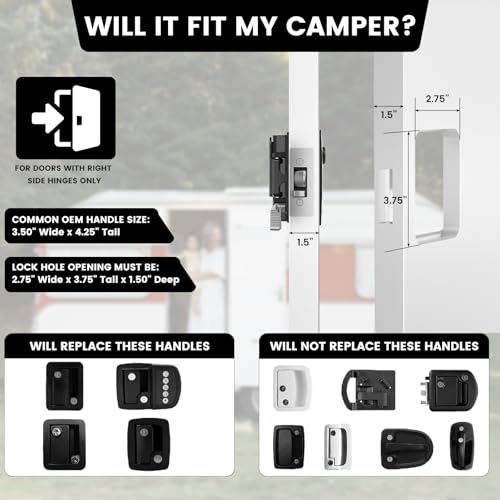 Image of RV Door Lock Replacement with Paddle Latch, Black RV Door Handle Lock for Travel Trailers and Campers,Includes 4 Keys