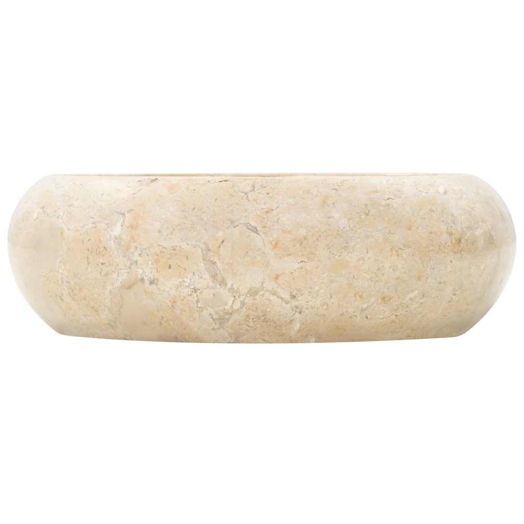 vidaXL Lavabo Mármol Mobiliario para Cuarto de Baño Grifos Decoración Casa Hogar Robusto Elegante Moderno Bricolaje Fontanería Color Crema 40x12cm Piedra Natural
