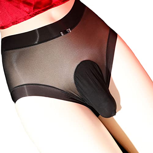 Culotte sexy transparente en nylon translucide pour homme, Sous-vêtements respirants doux sans couture, Noir, M-L