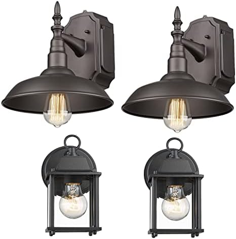 Seovix Dusk to Dawn Outdoor Wall Lantern, Exterior Wall Light Fixture E26 Base Socket for Porch, Barn