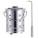 YARDWE Incinerator Can Stainless Steel Burn Barrel Incinerator Cage Barrel Fire Pit with Burning Tongs for Yard Home Outdoor