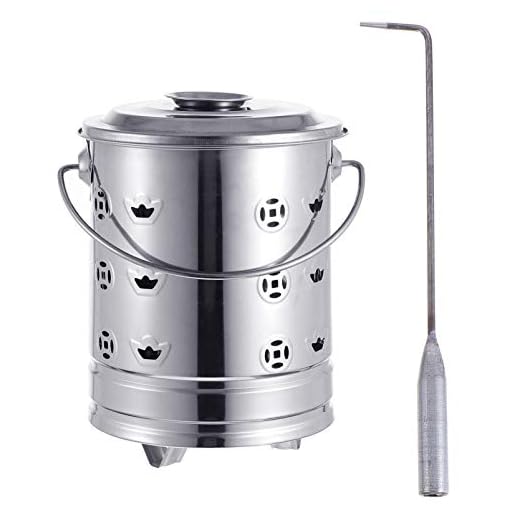 YARDWE Incinerator Can Stainless Steel Burn Barrel Incinerator Cage Barrel Fire Pit with Burning Tongs for Yard Home Outdoor