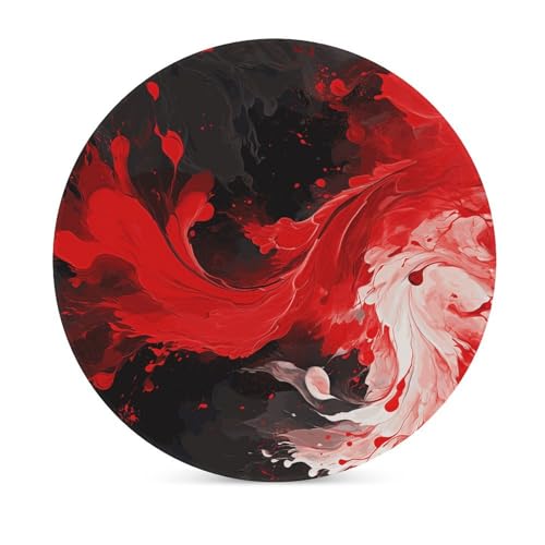 Dessous de verre ronds céramique absorbant décoration table basse liège rouge noir - 4