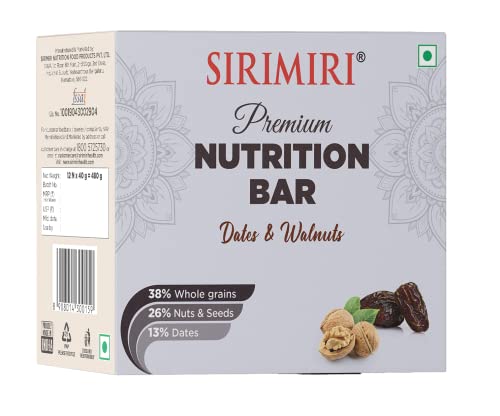 SIRIMIRI Nutrition Bar - Dates & Walnuts - Pack of 12 (Each 40 gm) (with Clove Essence as Flavour) (B07F26JGK2) Amazon Price History, Amazon Price Tracker