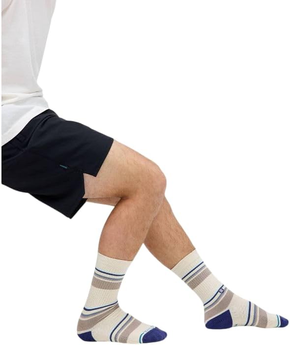 Stance Simpler Times Casual Crew Socks, 2-Pack, Heather Light Blue/Cream, Light Brown, Large (9-12), A556A25SIM