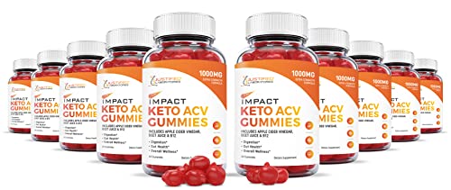 Justified Laboratories (10 Pack) Impact Keto ACV Gummies 1000MG with Pomegranate Juice Beet Root B12 600 Gummys