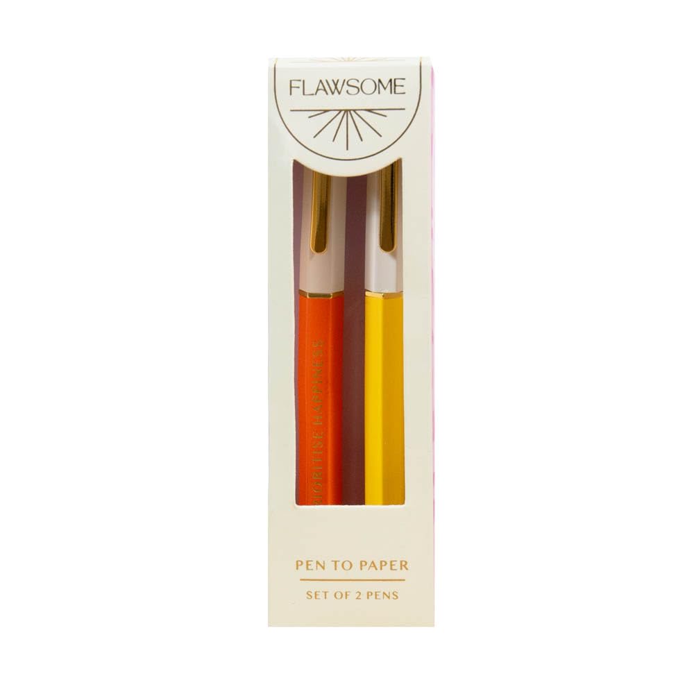 Portico Designs Ltd Flawsome Collection Ballpoint Pens - Set of Two Pens with Lids and Gold Foil Text FLAW21