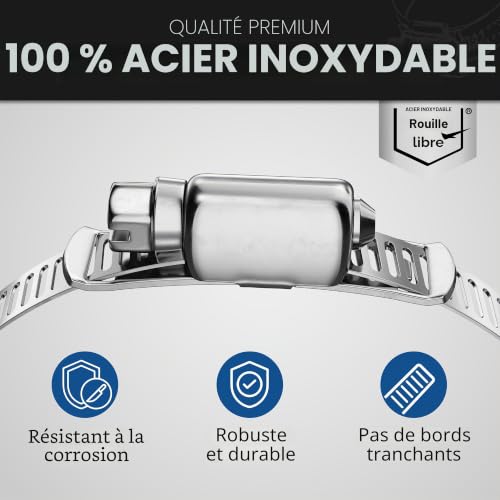 GARSIDURO® Collier de serrage sans fin en acier inoxydable [3m] | Bande perforée avec 6 clips | Collier à vis sans fin en acier inox ajustables pinces | Collier de serrage réglable DIY adapté comme – vue 2