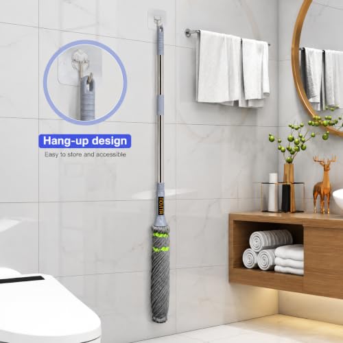 Image of Novita Self-Wringing Twist Mop - Easy Squeeze Floor Cleaner with 360 Degree Rotation, Extendable Stainless Steel Long Handle & Super Absorbent Microfiber Heads for Cleaning