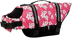 Izefia Colete salva-vidas para cães, colete salva-vidas com alça para cães pequenos, cachorros grandes (flor rosa, PP)