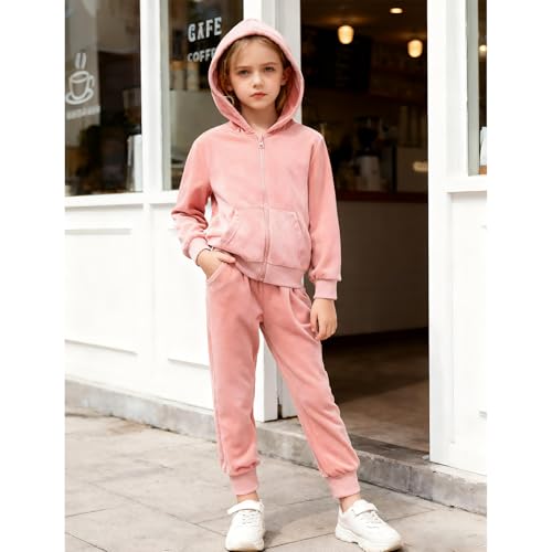 Image of Toddler Girls Boy Clothes Set Fleece Hooded Outfits Casual Sweatsuits Kids Jogger Tracksuits 6M-12Y