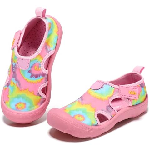 STQ KIDS Toddler Water Shoes Girls Quick Dry Wide Toe Box Shoes Toddler Non Slip Beach Swim Pool Shoes Outdoor Sports Sneakers 5 M US Toddler Pink Tie-dye Cover