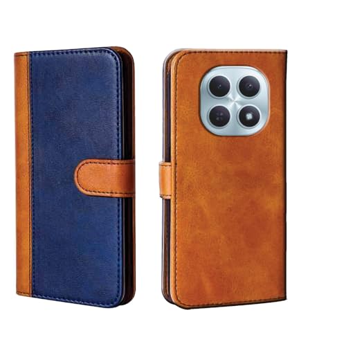 Image of amazon basics Redmi Note 15 5G Flip Cover | Card Pockets Wallet & Stand | Flip Cover for Redmi Note 15 5G (Beige and Blue)