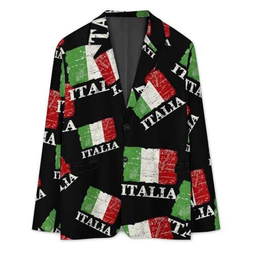 Vintage Italy Italian Flag Men's Fashion Slim Fit Casual Print Button Suit Jacket Notched Lapel Blazer3