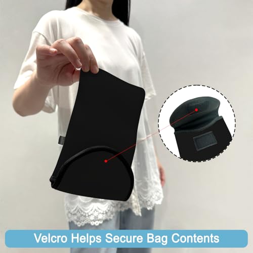 Image of Neoprene Cell Phone Sleeve Pouch Case Bag with Crossbody Strap Neck Lanyard for Women 7.5 X 4.3 in Black