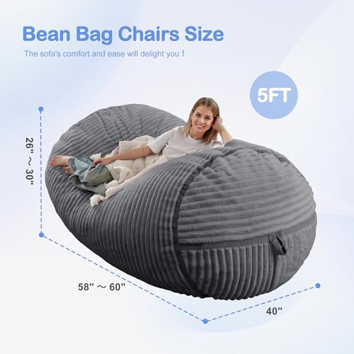 Image of 5FT Bean Bag Chair 5'Giant Bean Bag Chairs with Adults, Large Beanbag Chair