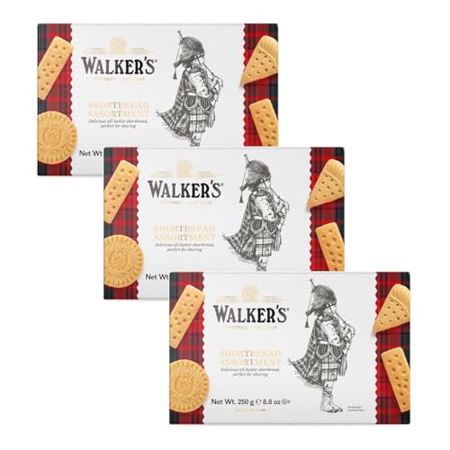 Walkers | Galletas De Mantequilla Caja De Regalo | Galletas De Mantequilla Escocesa | Caja De Galletas Caja De Regalo | Pastelería Inglés Mantequilla Pura - 3 x 250 Gr
