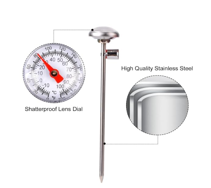 Miniatura 8 de 1 juego de termómetro de carne plateado para asar a la parrilla, termómetro de alimentos para cocinar, leche, termómetro de cocina, termómetro de