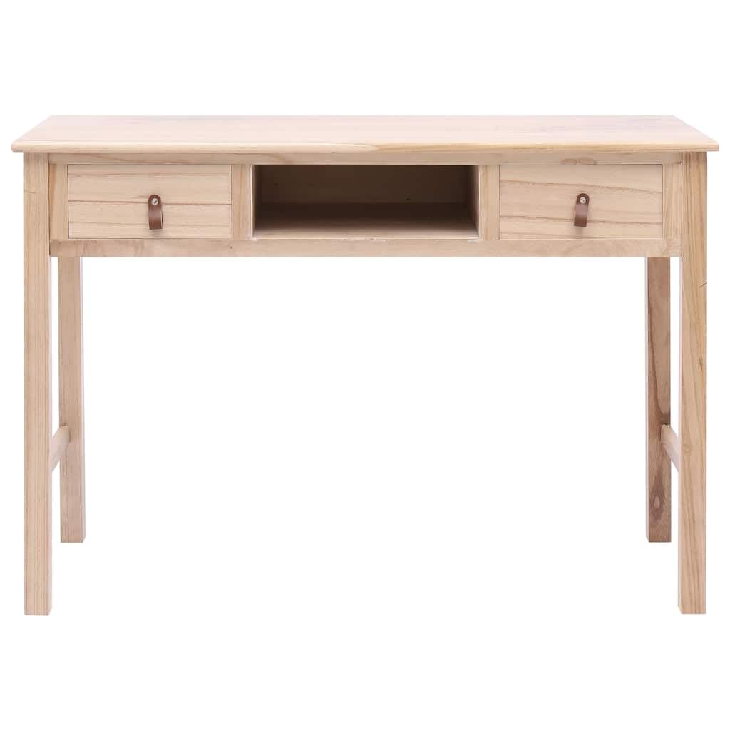 Scrivania in legno naturale, 110 x 45 x 76 cm, con 2 cassetti e scomparto