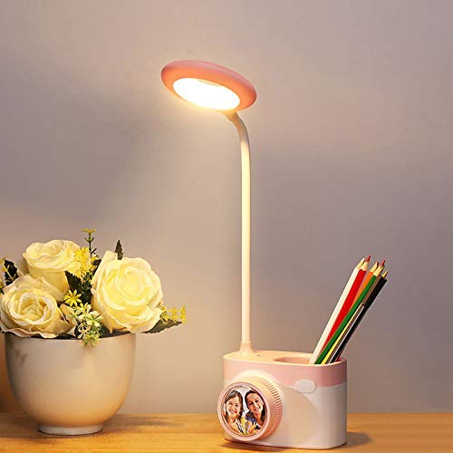 Lampa biurkowa Led ładowana na usb ściemnianie kontaktowe regulacja lampa stołowa dla dzieci dzieci czytanie nauka nocna sypialnia salon (różowy) LED