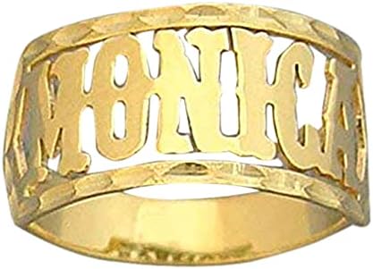 Personalized Western Style Font Name Ring Solid 10k Gold Fine Jewelry