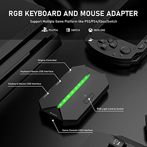4 In 1 Wireless Gaming Keyboard Mouse And Converter With Rgb Backlit Mini 61Key Ergonomic Honeycomb Shell 2.4Ghz Usb Receiver Bluetooth Wired Adapter For Ps4 Ps3 Xbox Switch Pc Mac Gamer Typist(White) #TOP5