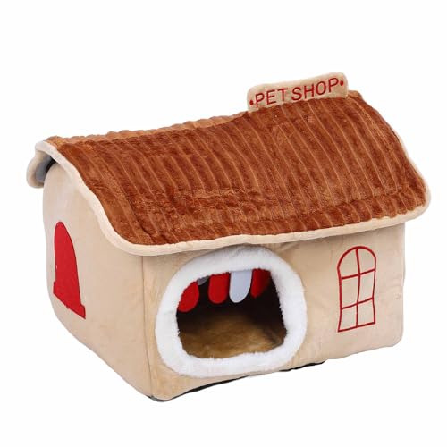 Casetta per cani da interno, rimovibile e lavabile, morbida e calda per l’inverno; cuccia chiusa e isolata per cani e gatti di taglia piccola e media; comfort accogliente tutto (l)