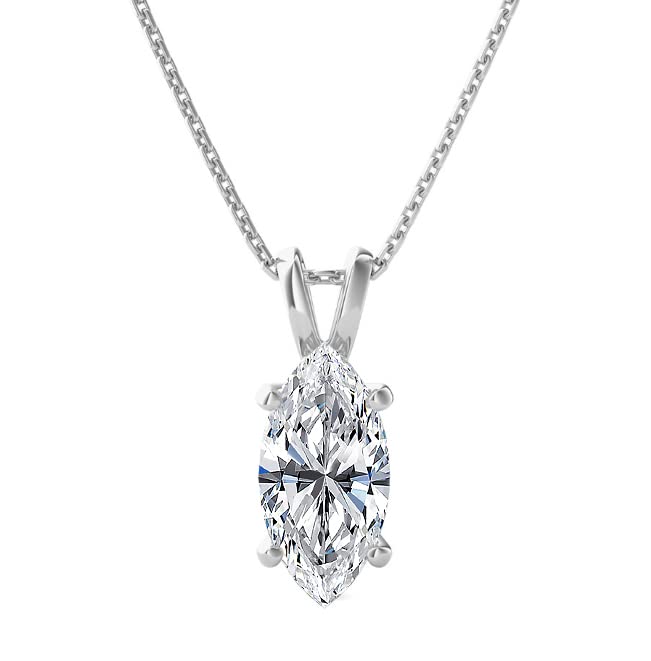 The Diamond Deal .25-1.00 Carat Marquise Shape Brilliant Solitaire Lab-Grown Diamond Solitaire Pendant Necklace For Women Girls infants | 14k Yellow or White or Rose/Pink Gold With 18