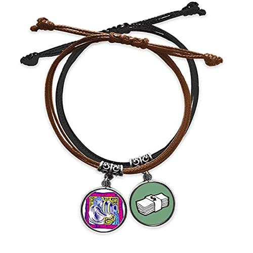 Pulsera de Acuario Cuerda Mano Cadena Cuero Grabado Cultura de México Dinero