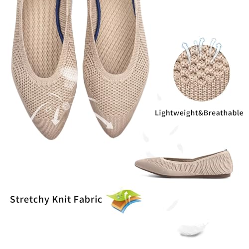 Image of Frank Mully Womens Pointed Toe Flats Knit Dress Shoes Comfort Women Shoes Softable