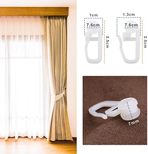 100PCS Rolling Curtain Clips White Plastic Curtain Hooks for Curtain Rails Track Type Curtain Window Door Shower Drapery
